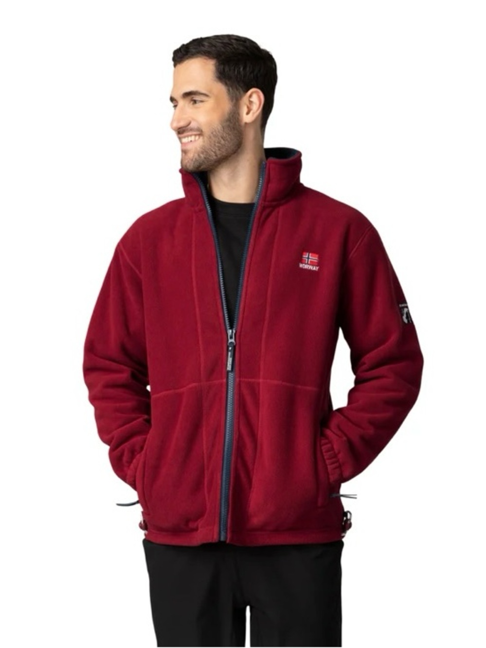 SCANDINAVIAN EXPLORER Norway Men’s Mocca Fleece Jacket in Red/Burgundy - XXXL